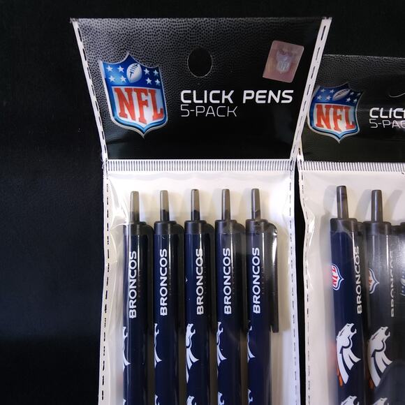 New Football Team Denver Broncos NFL Licensed Lot 10 Pack Black Ink Click Pens - Picture 2 of 4